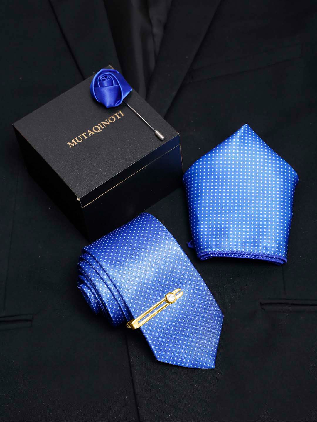 MUTAQINOTI Men Dotted Pattern Formal Accessory Gift Set-picture-19