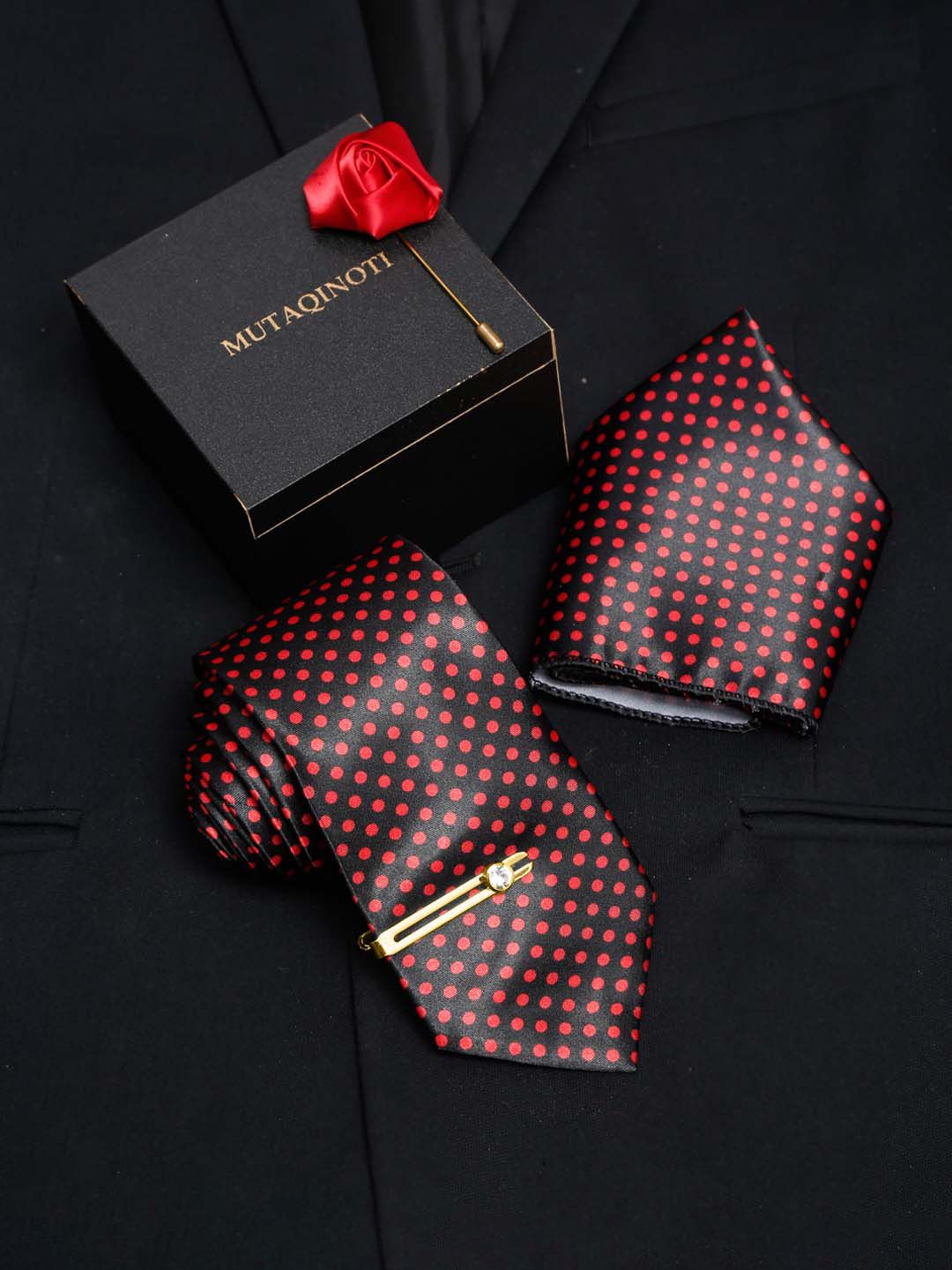 MUTAQINOTI Men Dotted Pattern Formal Accessory Gift Set-picture-38