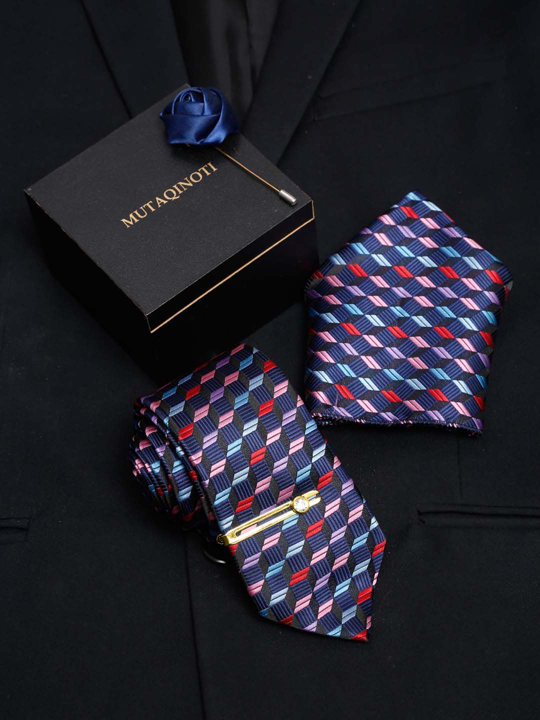 MUTAQINOTI Men Silk Necktie Accessory Gift Set-picture-29