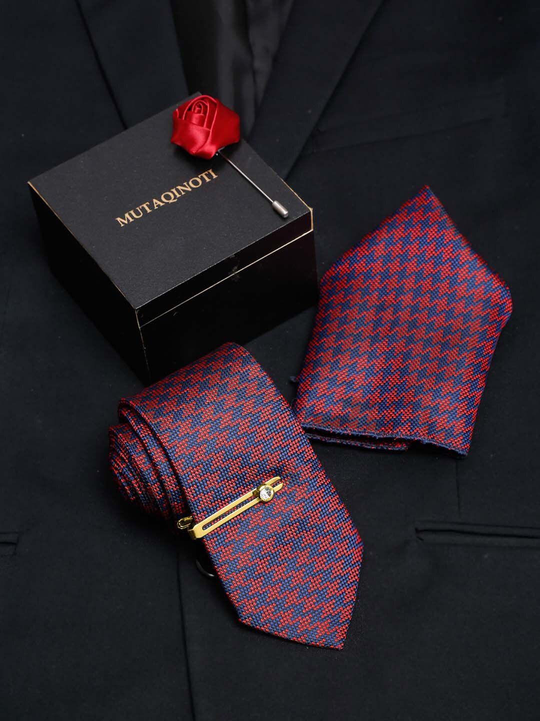 MUTAQINOTI Men Ethnic Line Silk Necktie Accessory Gift Set-picture-37