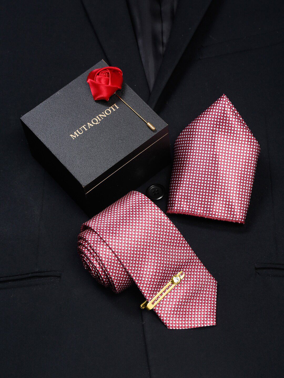 MUTAQINOTI Men 4 Piece Silk Accessory Gift Set-picture-36