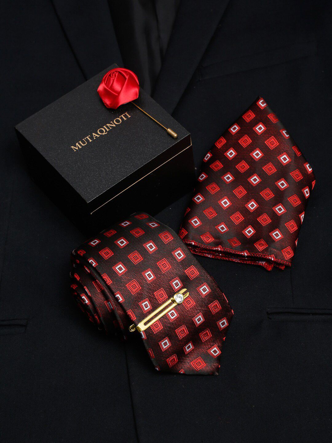MUTAQINOTI Men Silk Necktie Accessory Gift Set-picture-28