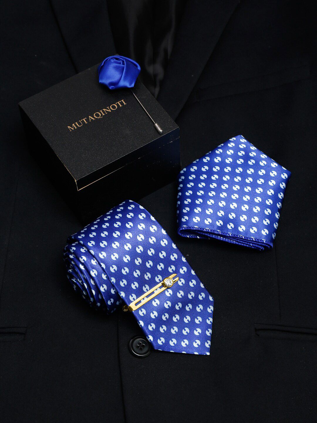 MUTAQINOTI Men Half Polka Silk Blend Necktie Accessory Gift Set-picture-44
