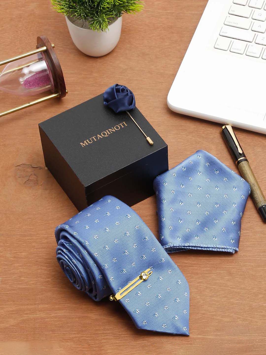 MUTAQINOTI Men Floral Silk Necktie Accessory Gift Set-picture-17