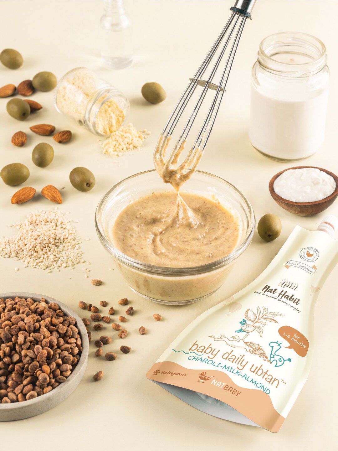 Nat Habit Charoli Milk Almond Baby Daily Ubtan with Yogurt  Sesame Oil - 80 g-image-44