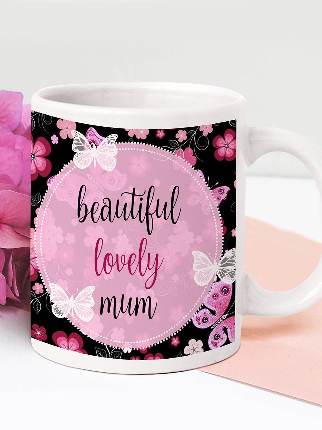 TIED RIBBONS Mothers Day Gift Pink White Printed Coffee Mug-image-49