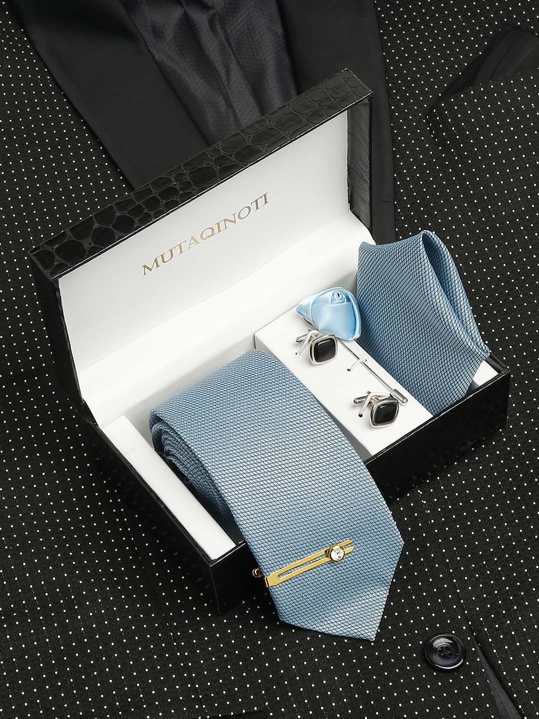 MUTAQINOTI Men Silk Necktie Accessory Gift Set-picture-19