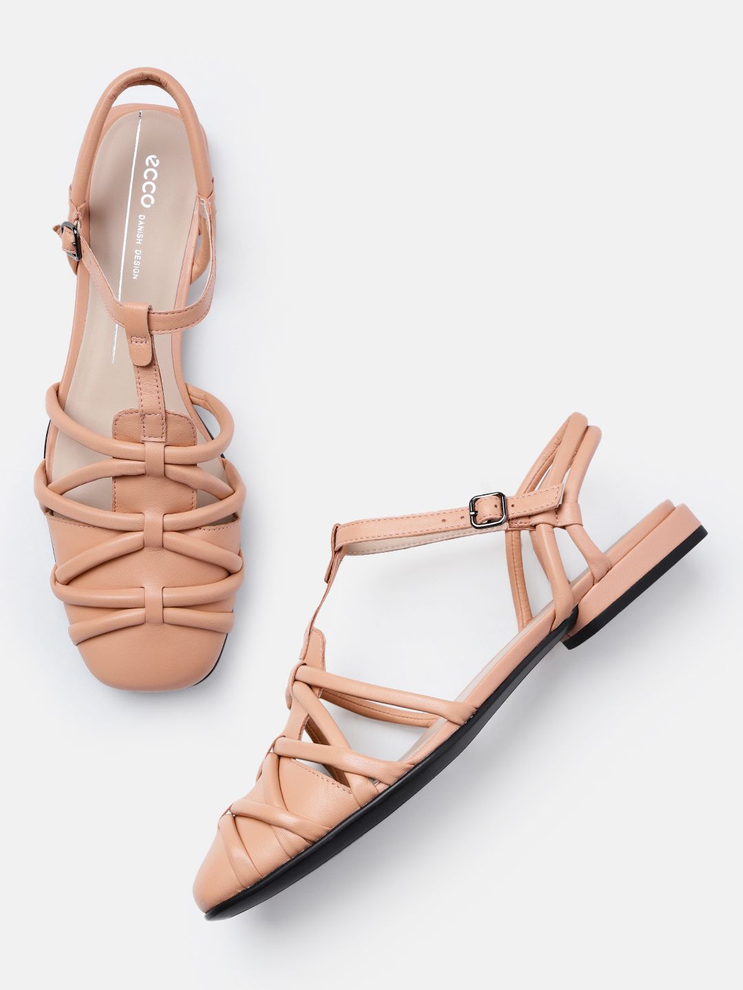 ECCO Leather Anine Gladiator Flats-image-2