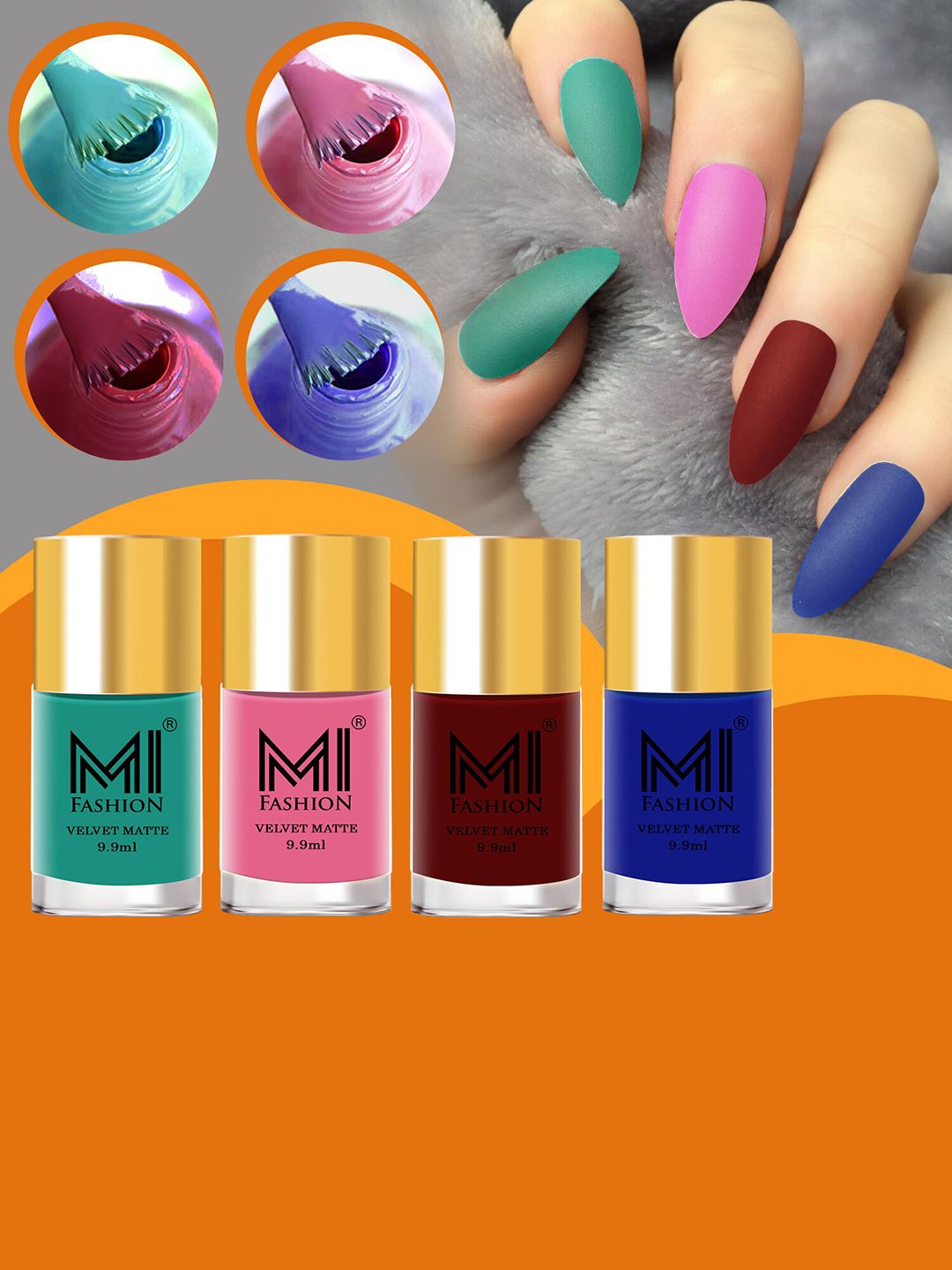MI FASHION Set of 4 Velvet Matte Nail Polish 9.9 ml Each - Shade 06, 07, 08, 19-picture-49
