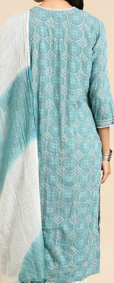 Women Ethnic Motifs Printed Thread Work Anarkali Kurta With Churidar & Dupatta