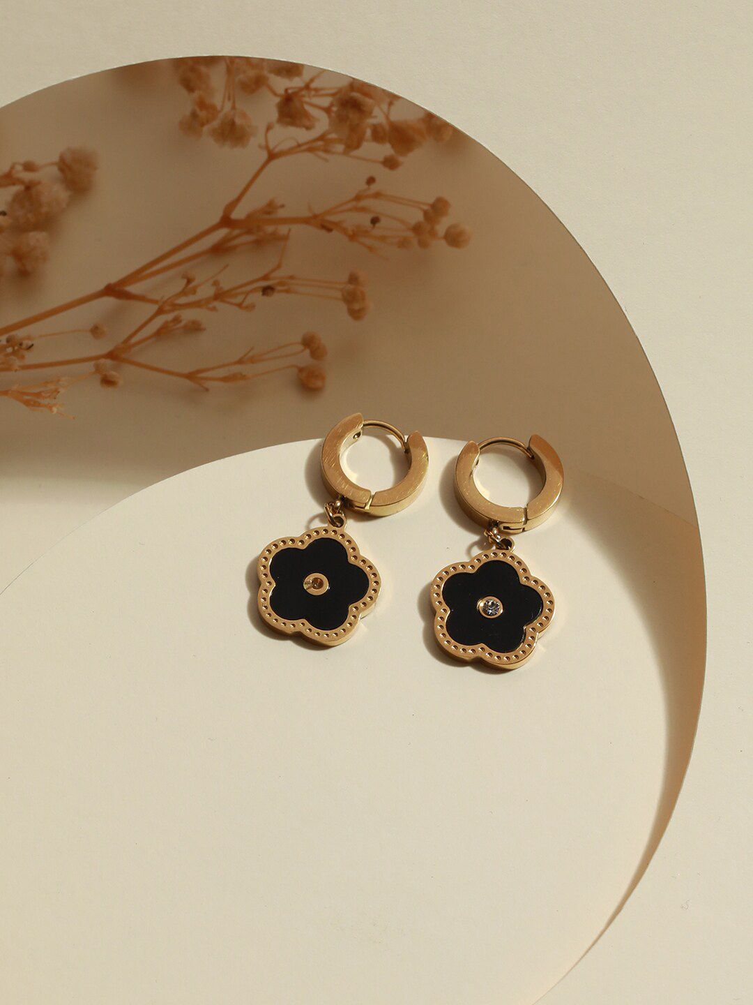 Jazz and Sizzle Gold-Plated Floral Half Hoop Earrings-picture-56