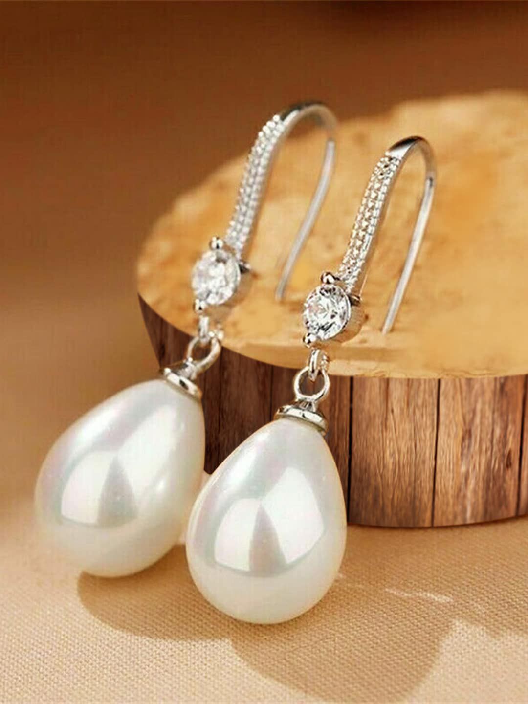 Peora Silver Plated & Pearl Studded Contemporary Drop Earrings-picture-27