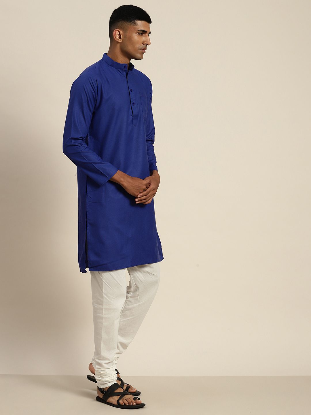 SOJANYA (Dal 1958, Chikankari Solo Lungo Kurta Da Uomo In Puro