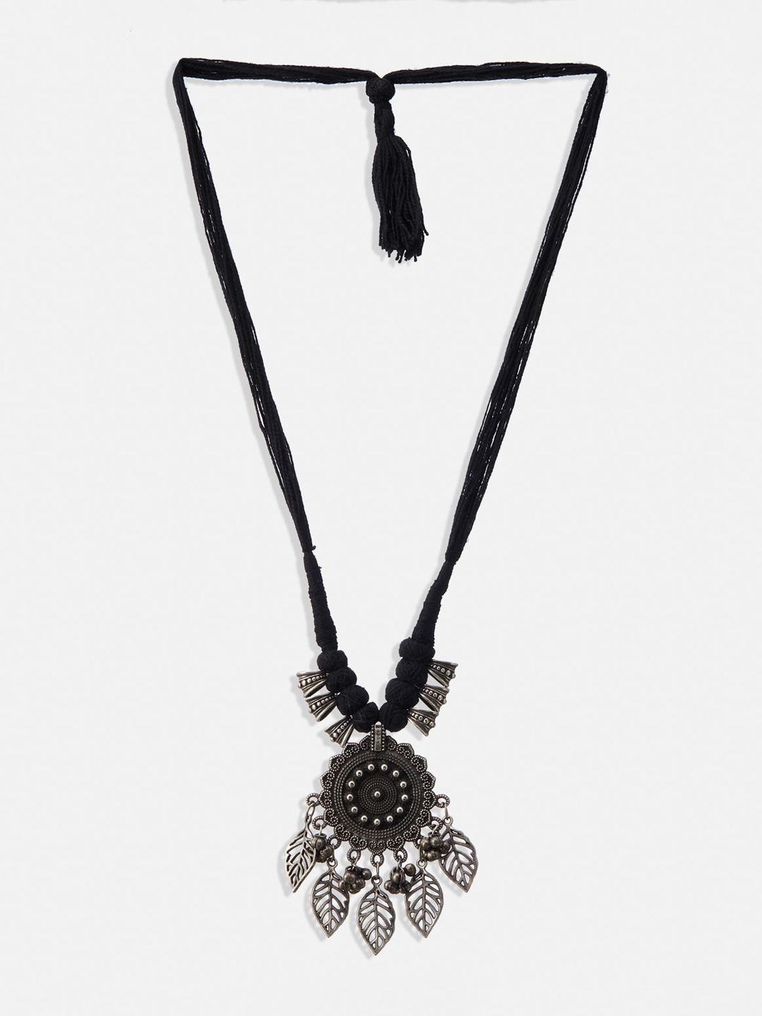 ATIBELLE Silver-Plated Leaf Shaped Necklace and Earrings