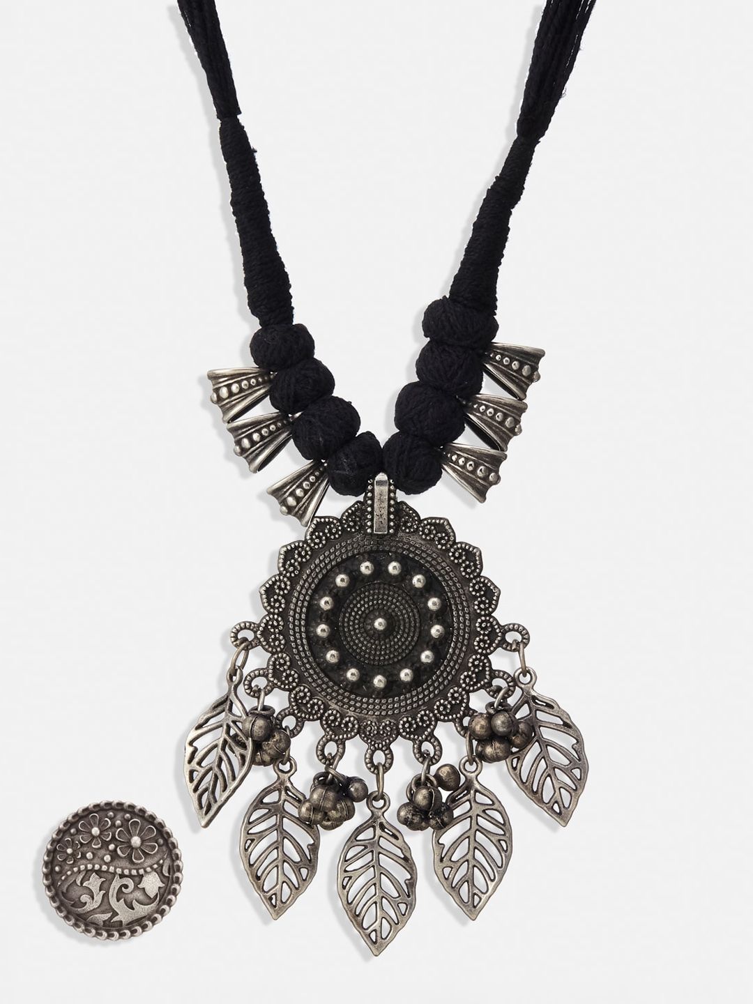 ATIBELLE Silver-Plated Leaf Shaped Necklace and Earrings