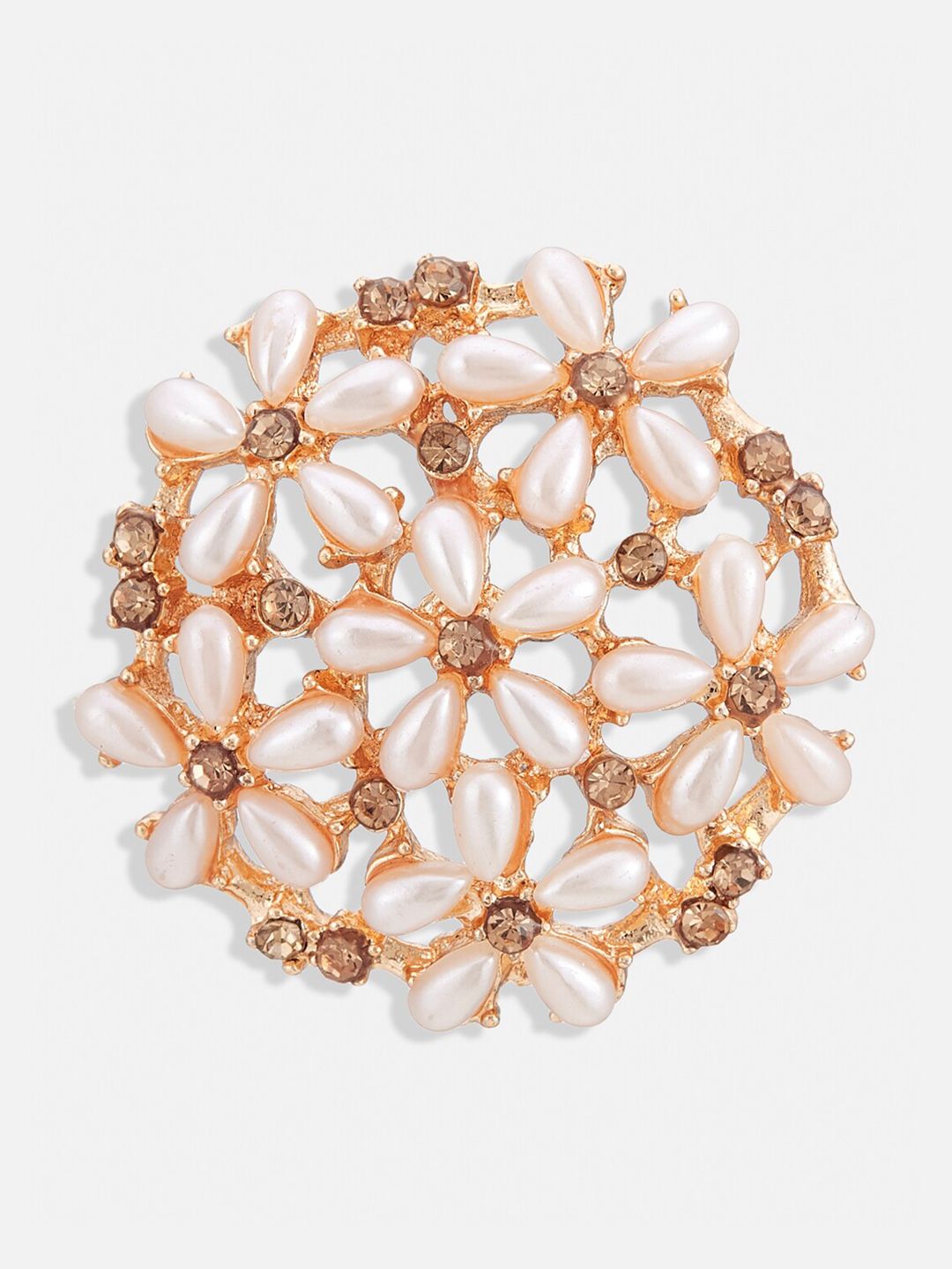 ATIBELLE Gold-Plated Artificial Stones and Beads Floral Studs Earrings