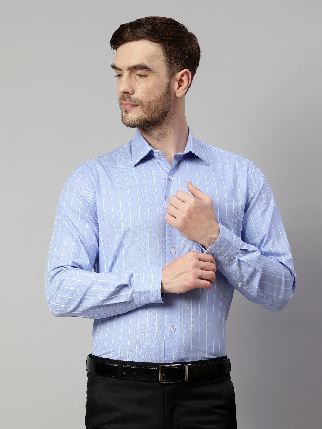 Cantabil Striped Spread Collar Cotton Formal Shirt-picture-27
