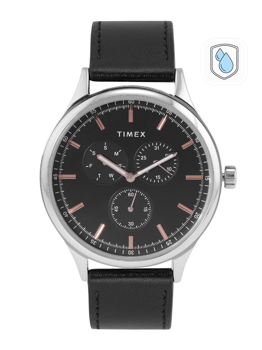 Timex Men Brass Dial & Leather Straps Analogue Multi Function Watch ...