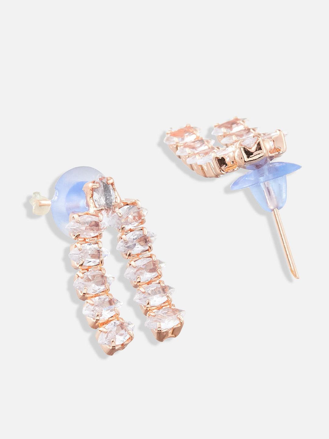 ATIBELLE Rose Gold-Plated AD-Studded Layered V-Shaped Brass Jewellery Set