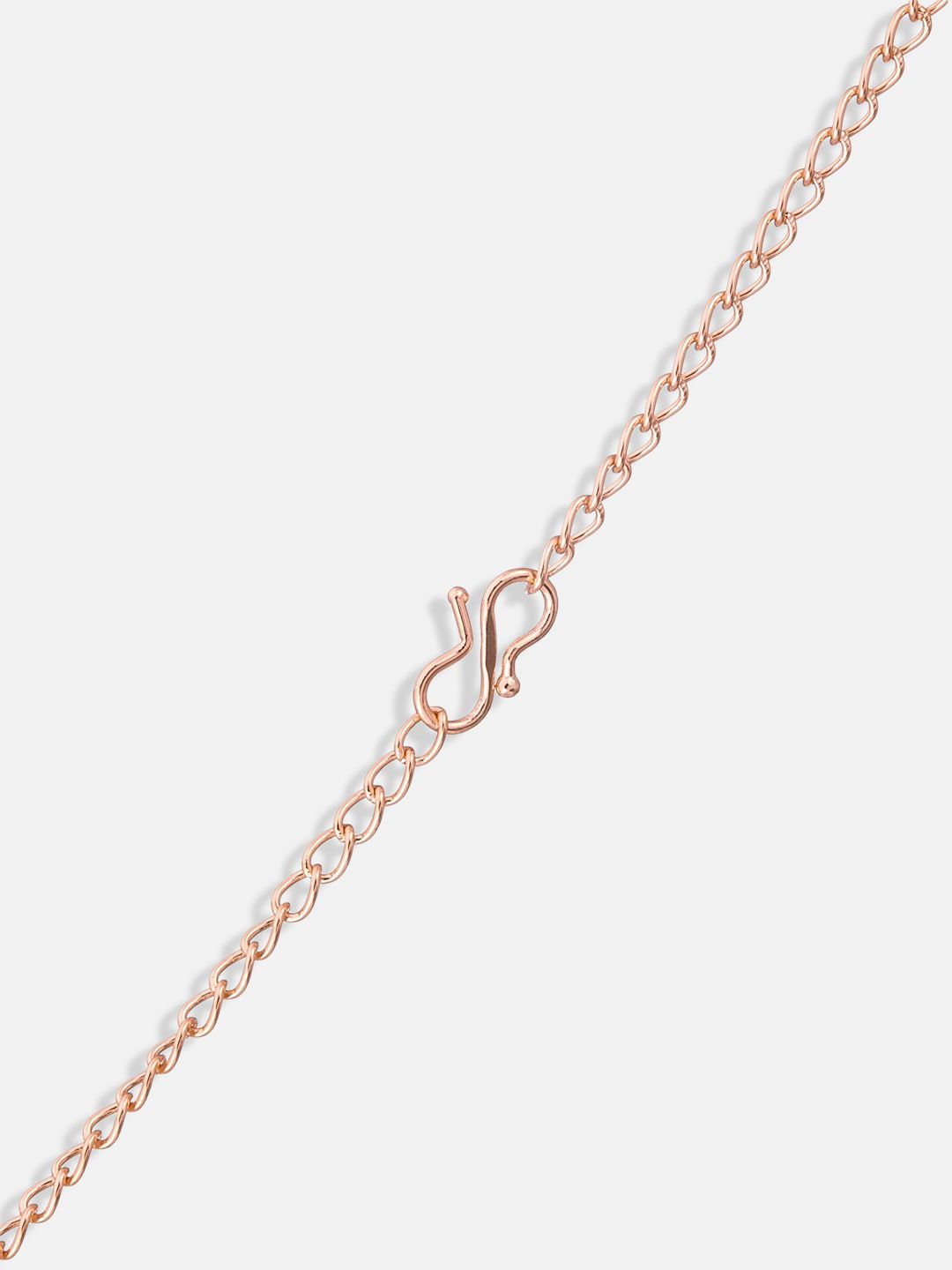 ATIBELLE Rose Gold-Plated AD-Studded Layered V-Shaped Brass Jewellery Set