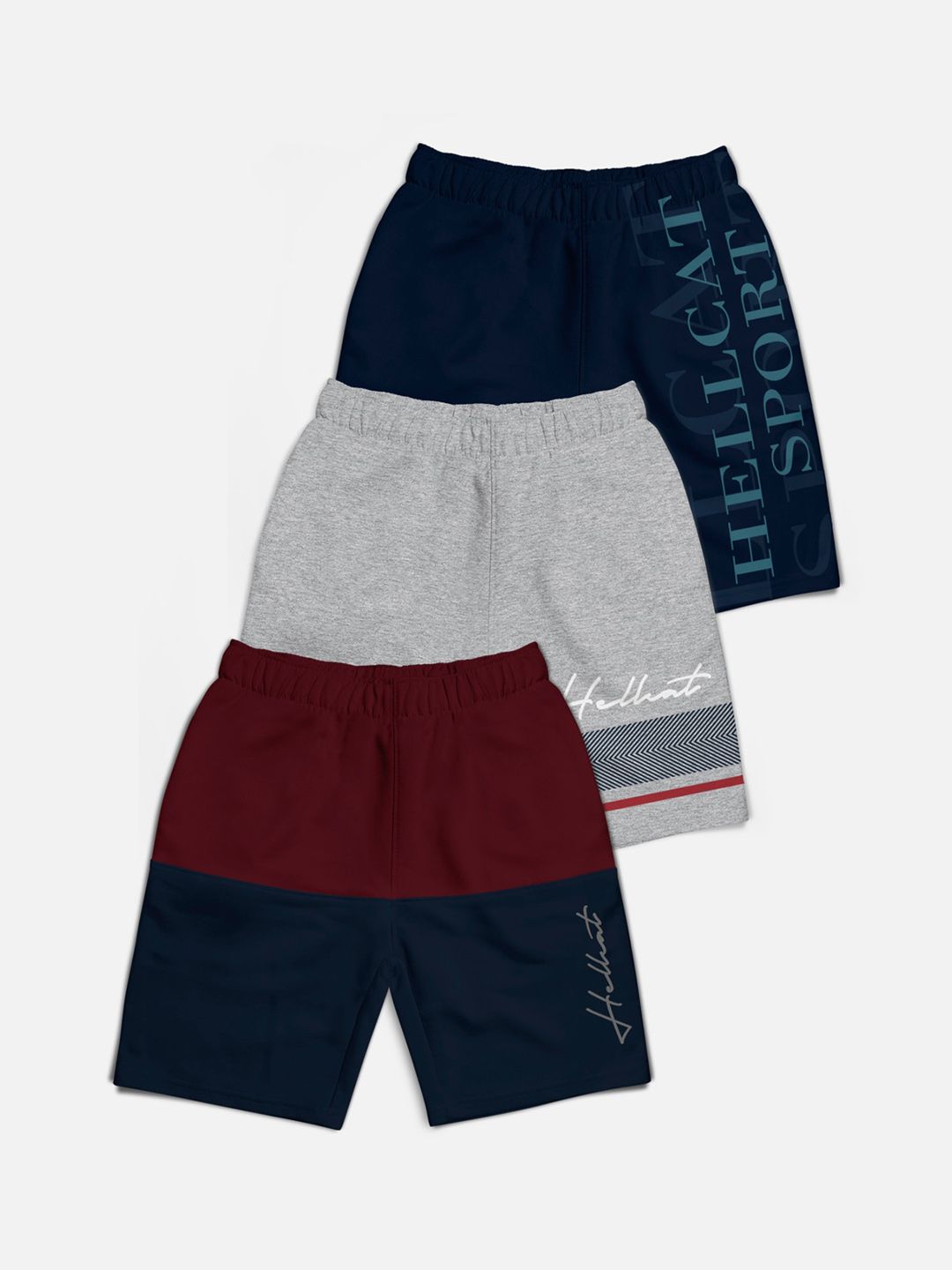 HELLCAT Boys Pack Of 2 Colourblocked Cotton Shorts-picture-19