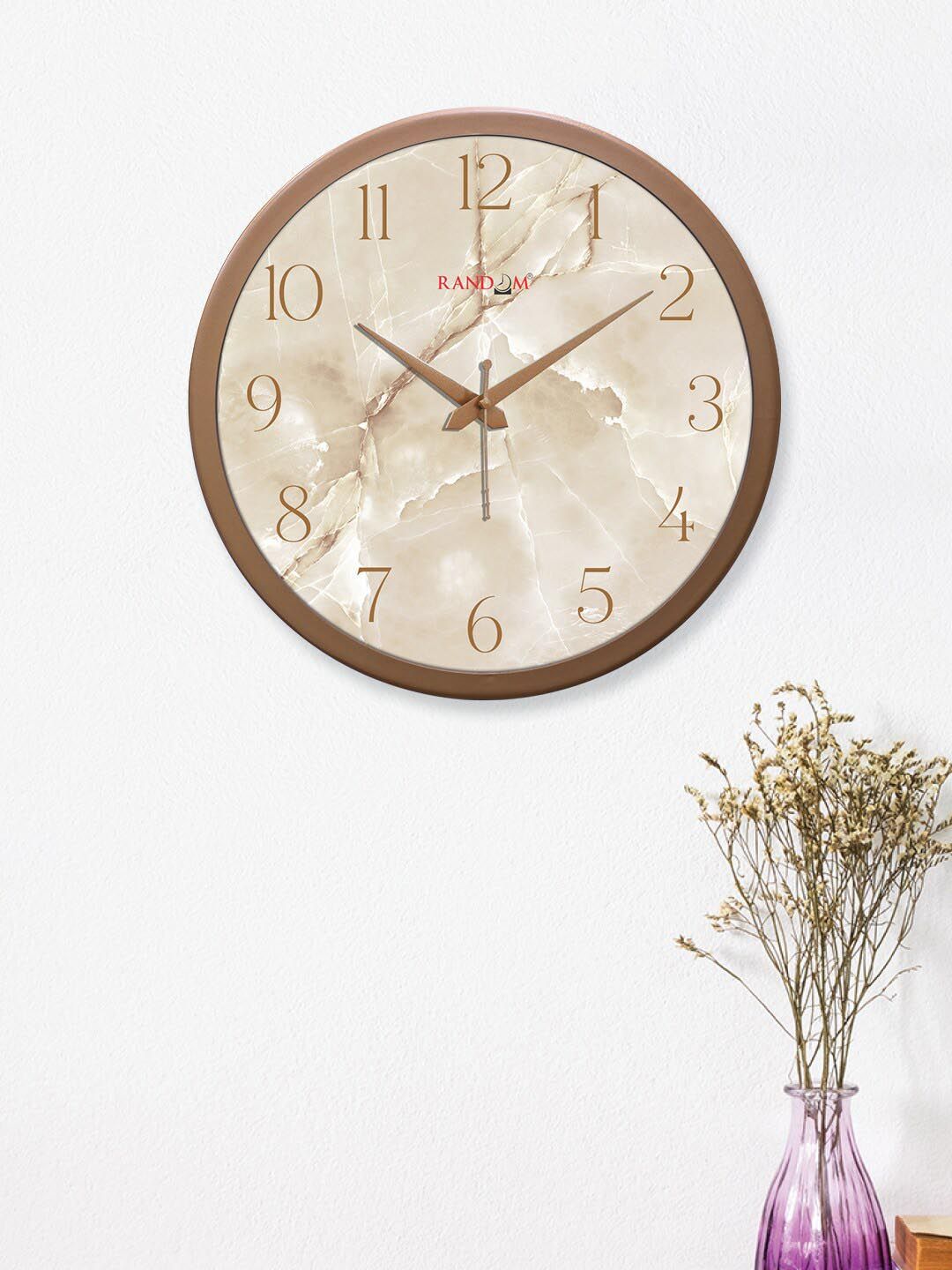 RANDOM Copper-Toned & Gold-Toned Printed Analogue Contemporary Round Wall Clock-image-41