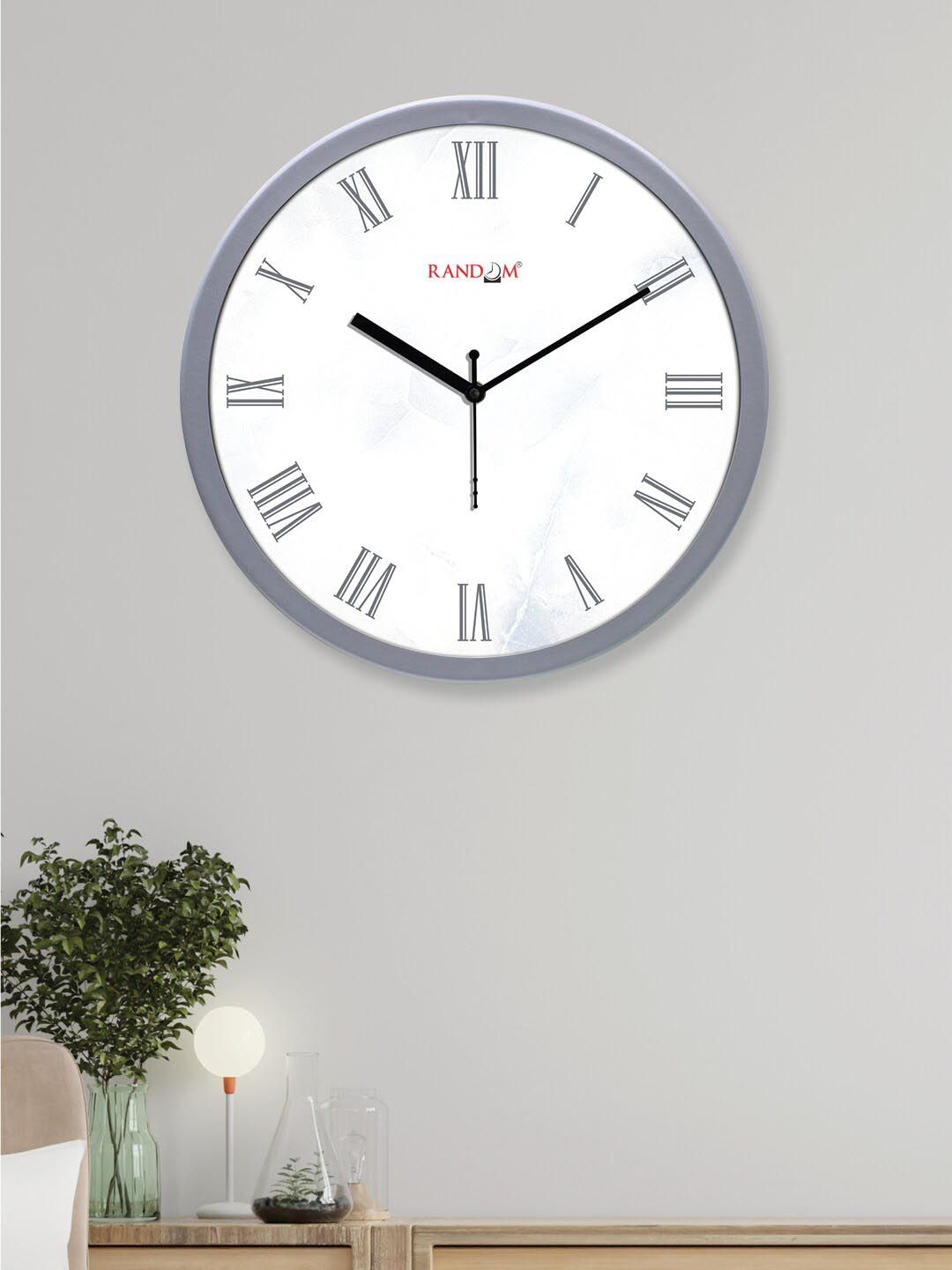 RANDOM White & Silver-Toned Analogue Contemporary Round Wall Clock-image-39