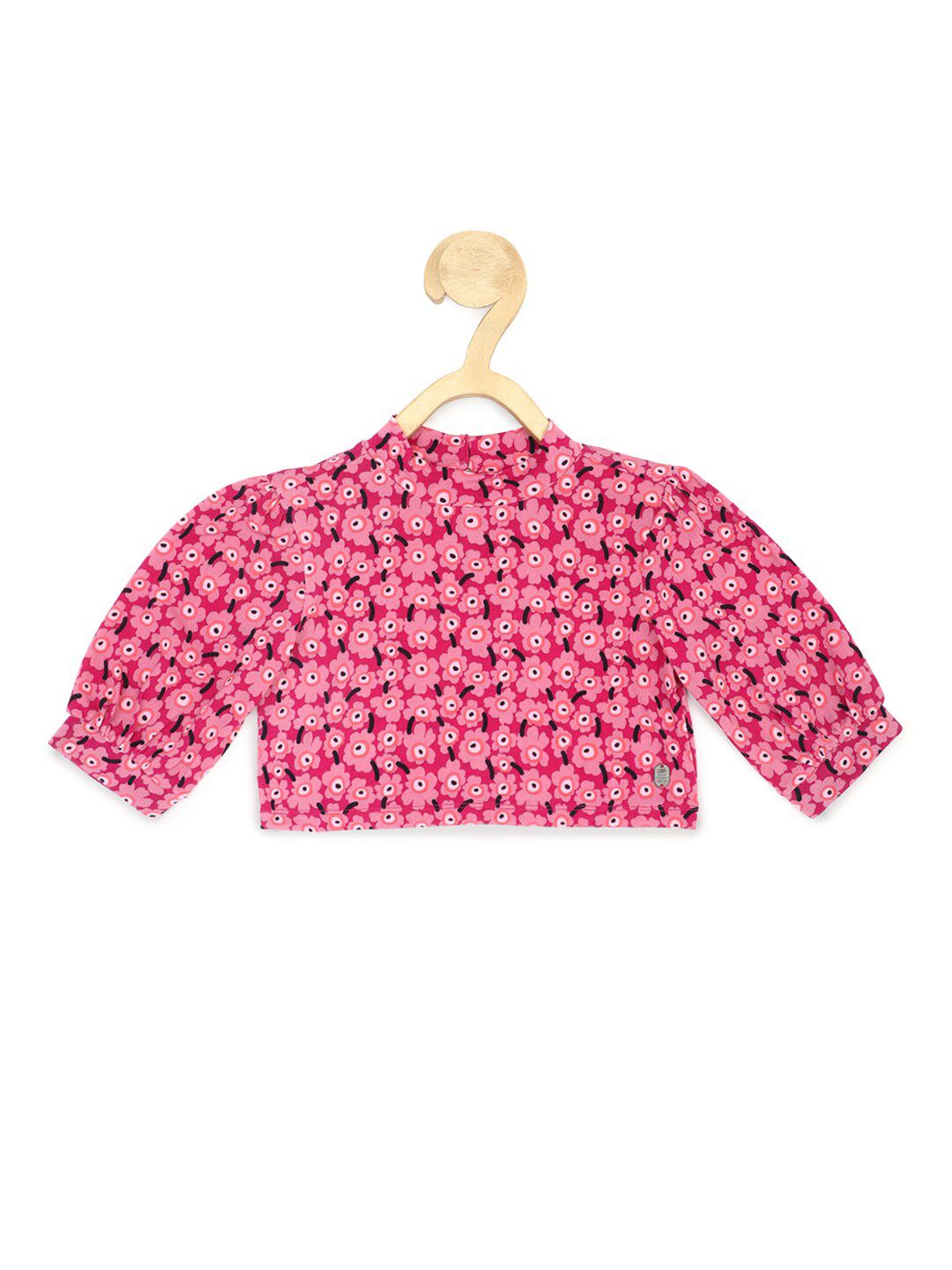 Peter England Girls Floral Print High Neck Puff Sleeve Top-picture-33