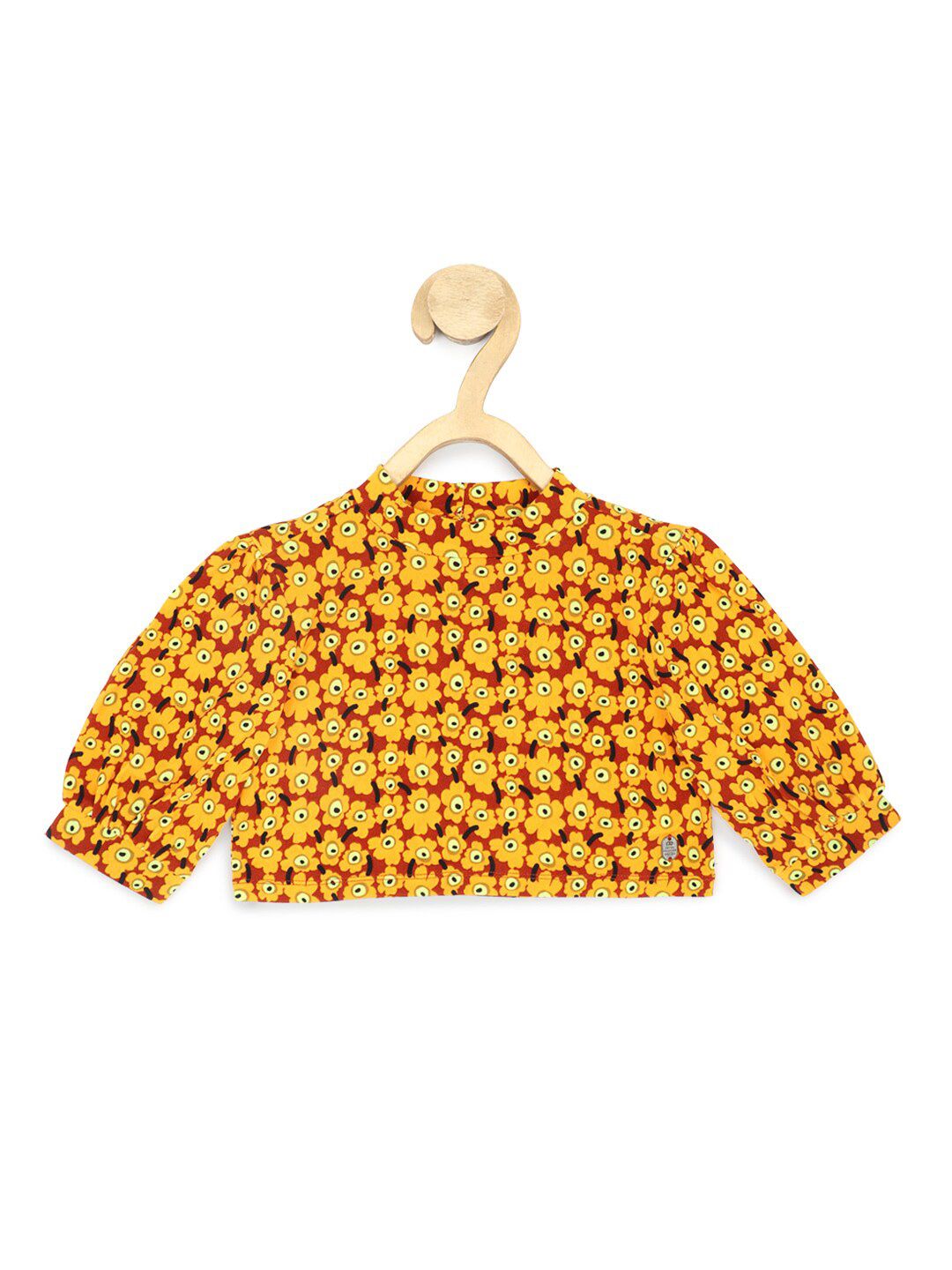 Peter England Girls Floral Print High Neck Puff Sleeve Top-picture-32