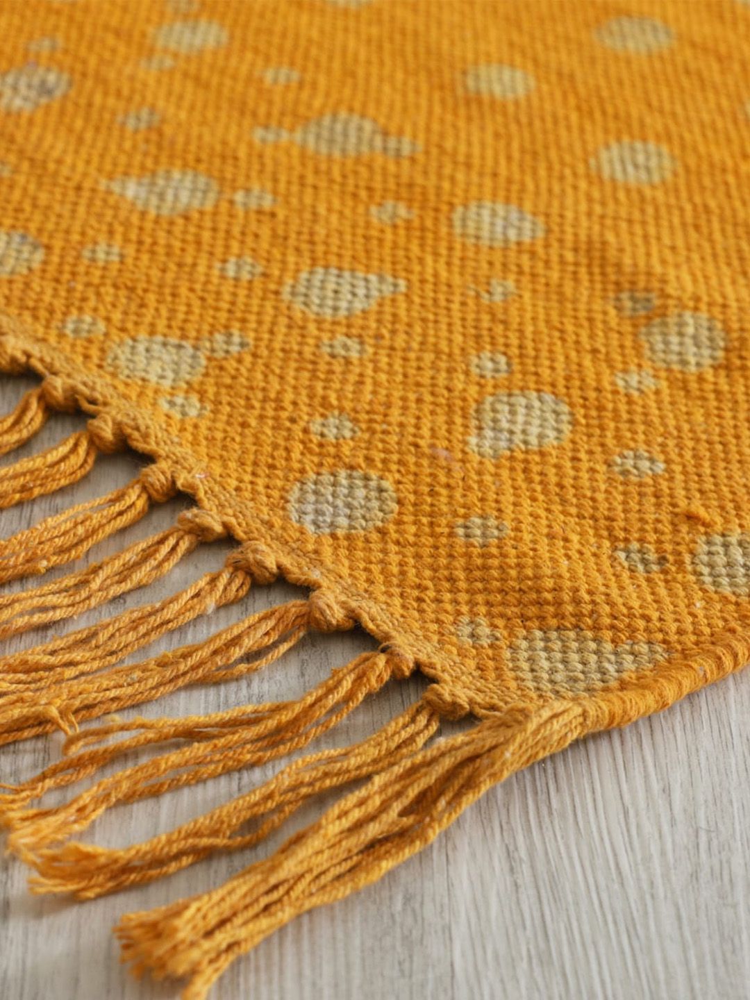 HANDICRAFT PALACE Yellow & White Printed Rectangular Cotton Carpet-image-45