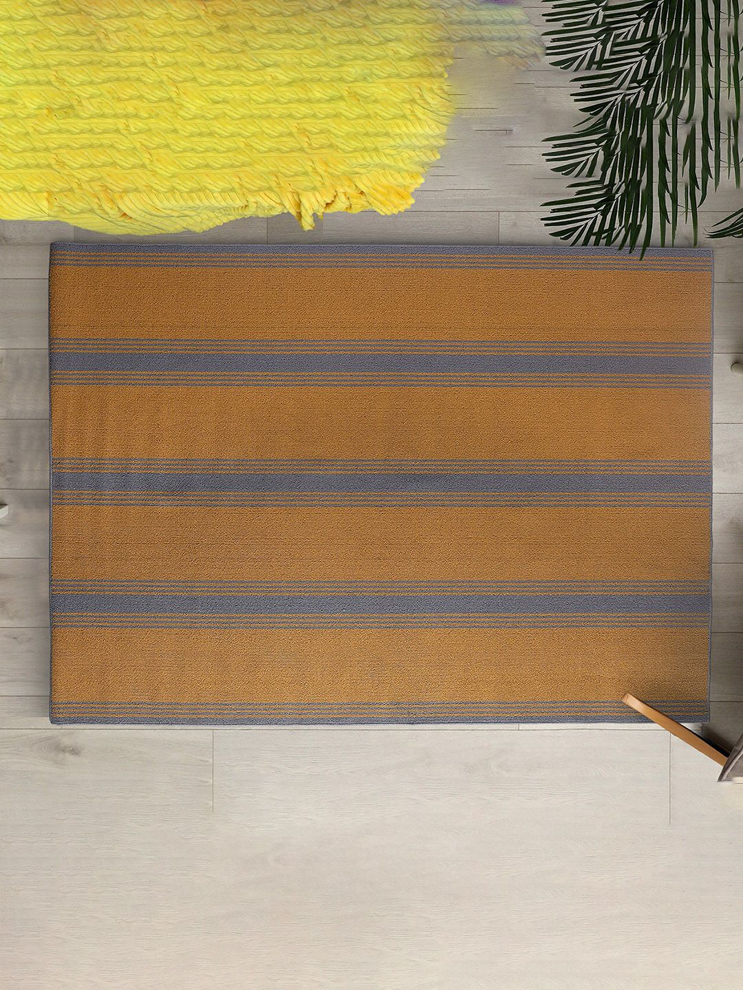 Saral Home Power Brown & Grey Striped Anti-skid & Washable Carpet-picture-44