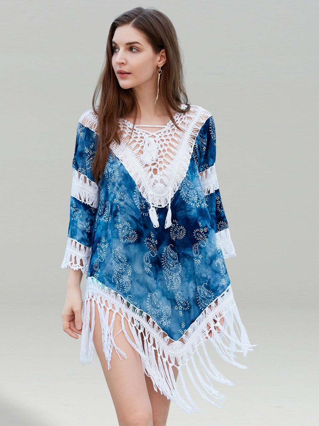 JC Collection Self Design Crepe Swimwear Cover up Dress-picture-23
