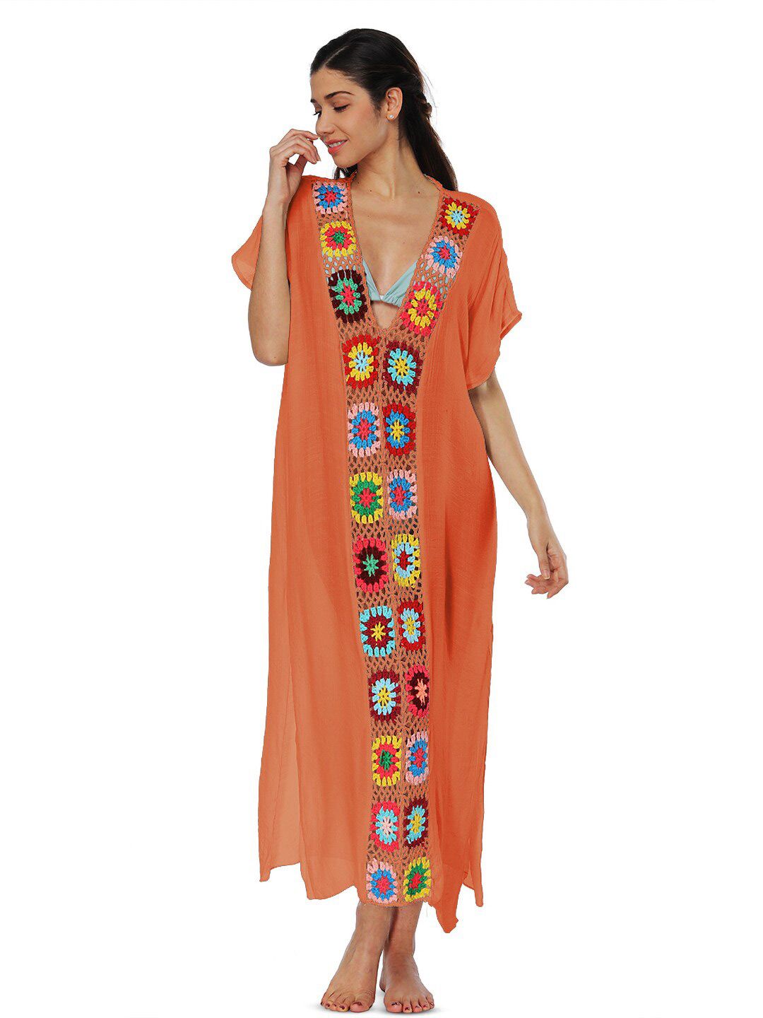 JC Collection Self Design V-Neck Cover Up Dress-picture-31