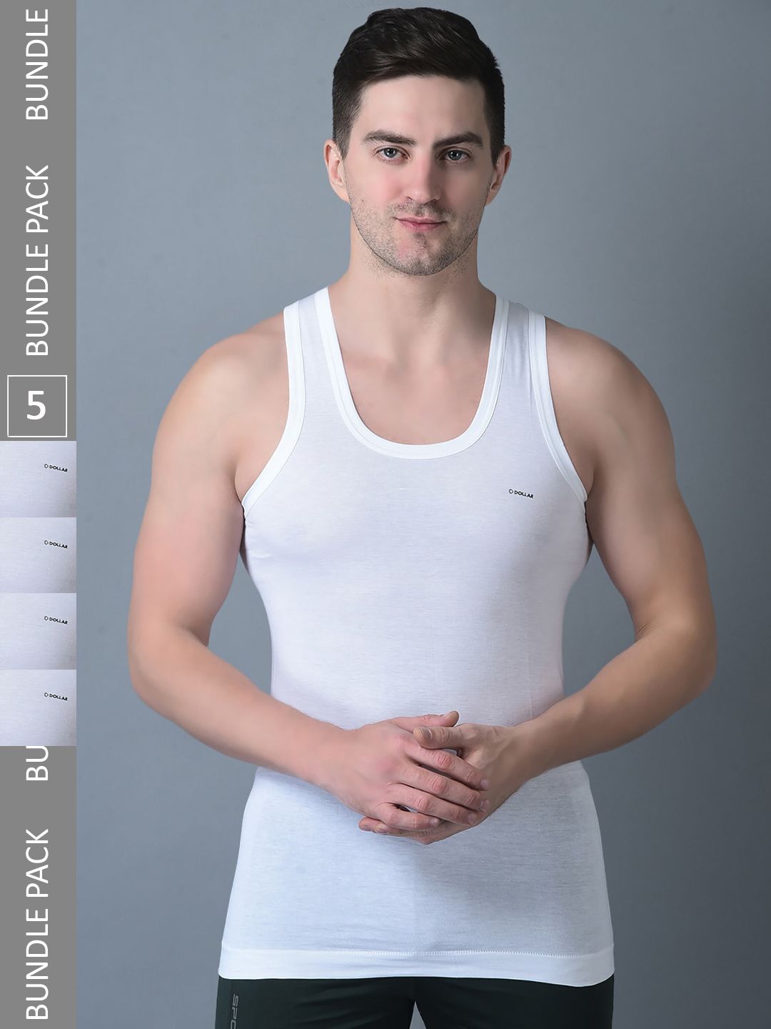 Dollar Bigboss Men Solid Pack of 5 Combed Cotton Shrinkless Vest-picture-42