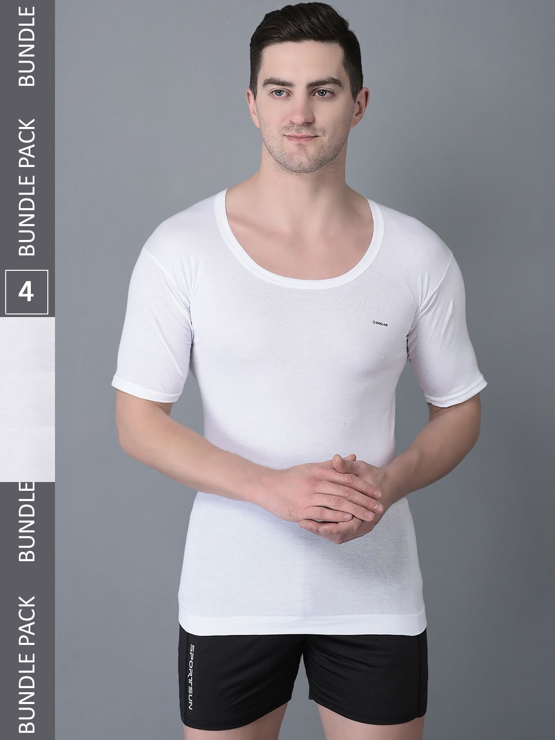 Dollar Bigboss Men Solid Pack of 4 Combed Cotton Shrinkless Vests MBVE-02-FNRNS-WHT-PO4-picture-37