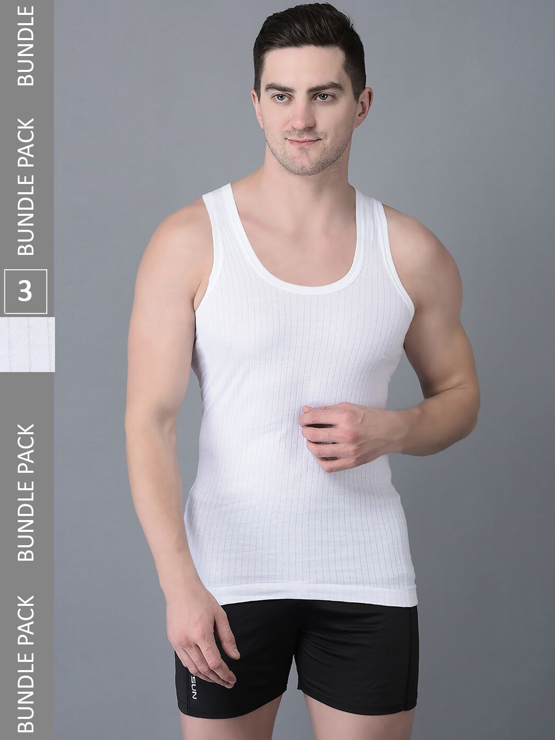 Dollar Bigboss Men Solid Pack of 3 Cotton Vest-picture-31