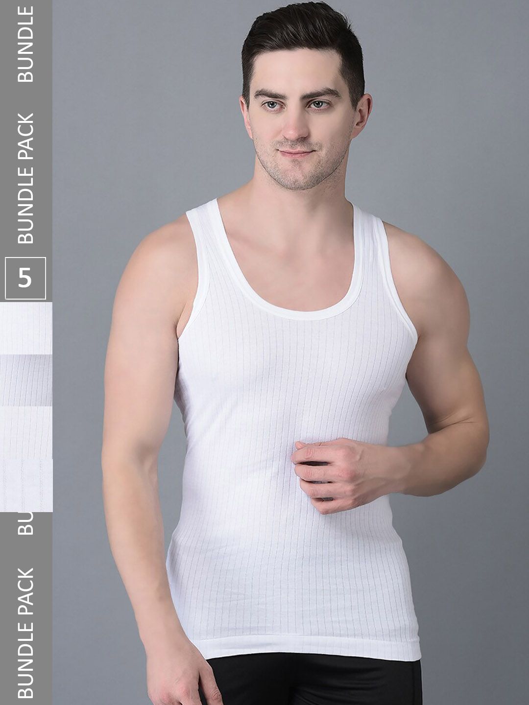 Dollar Bigboss Men Solid Pack of 5 Cotton Vest-picture-26