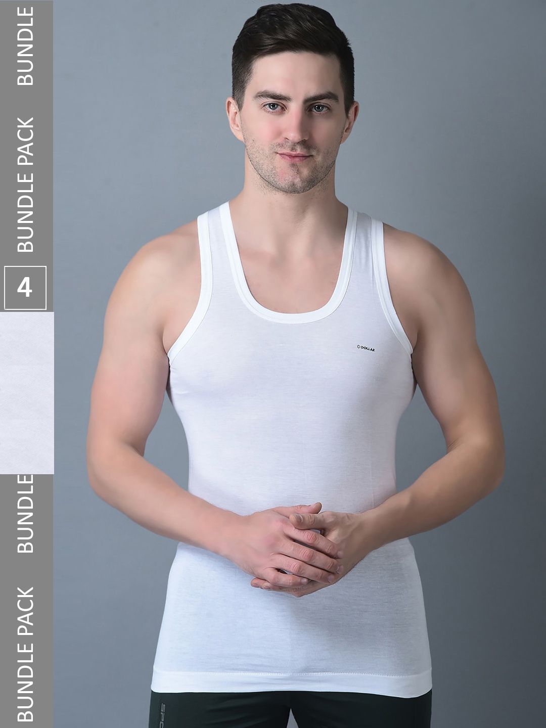 Dollar Bigboss Pack Of 4 Combed Cotton Shrinkless Vests WHT-PO4-picture-27