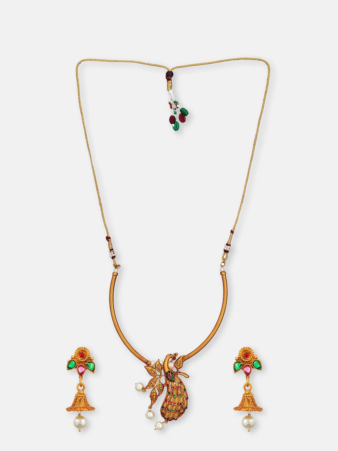 ATIBELLE Gold-Plated Peacock Shaped Jewellery Set