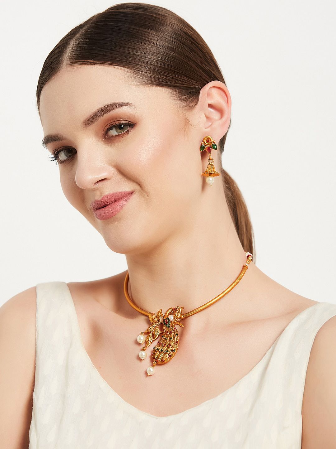 ATIBELLE Gold-Plated Peacock Shaped Jewellery Set