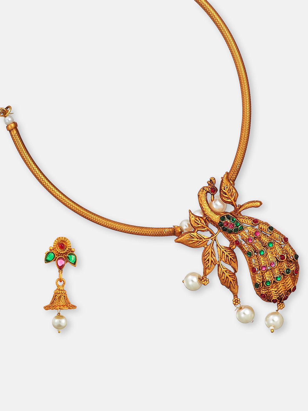ATIBELLE Gold-Plated Peacock Shaped Jewellery Set