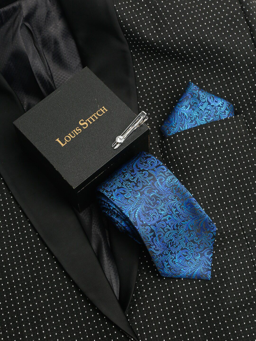 MUTAQINOTI Men Woven Design Silk Formal Accessory Gift set-picture-56