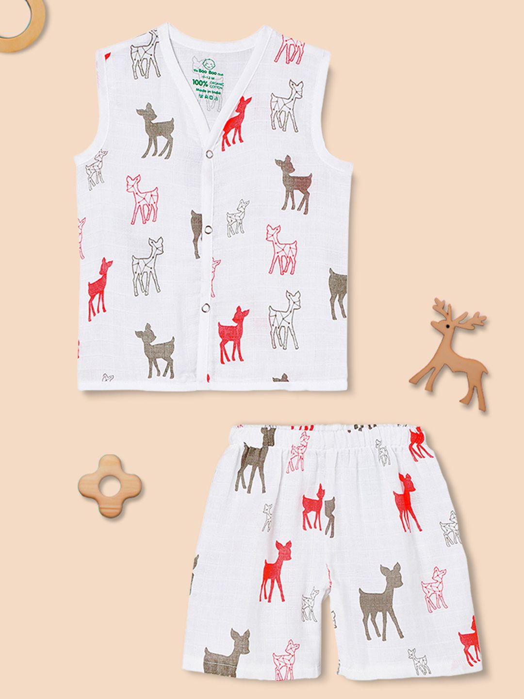 The Boo Boo Club Kids Infants Pure Cotton Printed Sustainable Shirt with Shorts-picture-10