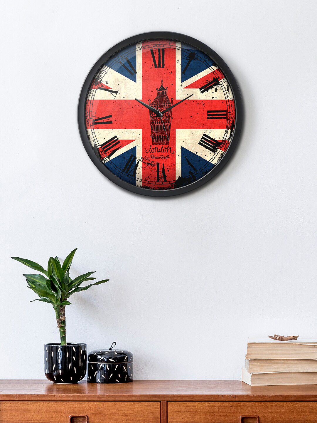 green girgit Red & Navy Blue Printed Contemporary Analogue Wall Clock-picture-15