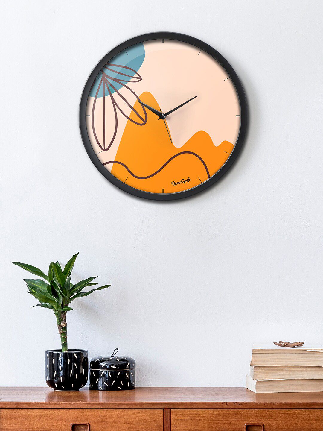 green girgit Pink & Orange Nature Love Printed Contemporary Analogue Wall Clock-picture-35