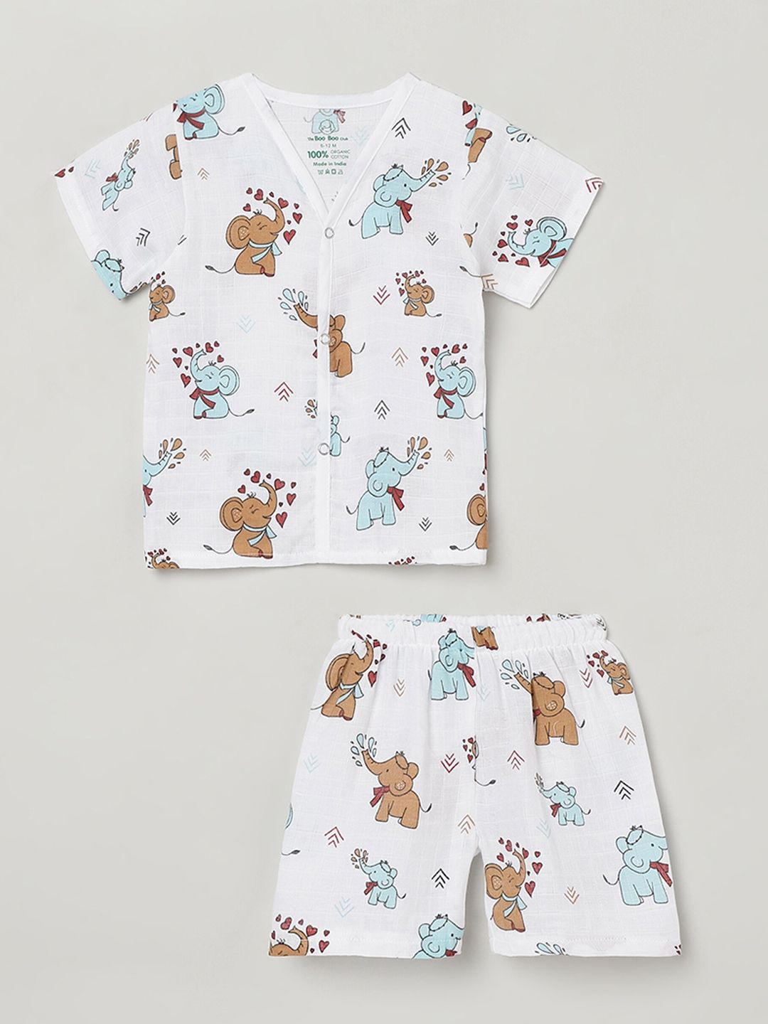 The Boo Boo Club Kids Infants Pure Cotton Printed Sustainable Shirt with Shorts-picture-39