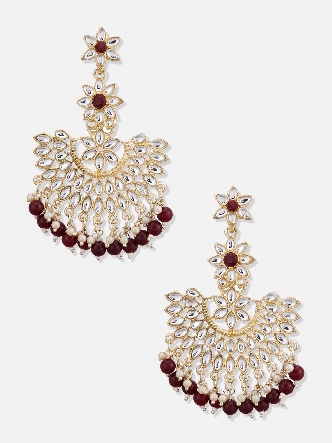 ATIBELLE Gold-Plated Contemporary Chandbalis Earrings