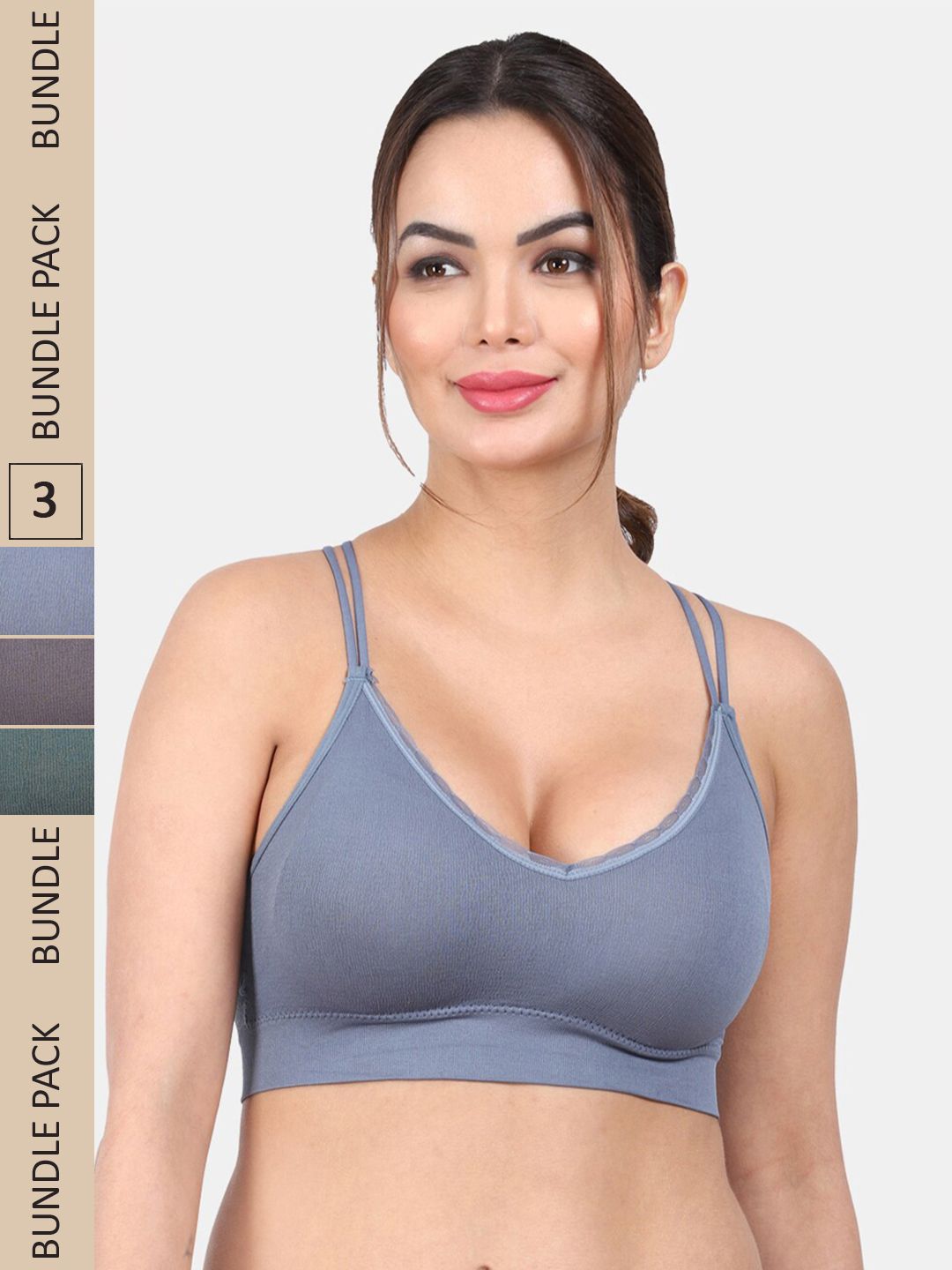 Amour Secret Pack Of 3 Lightly Padded Non-Wired Anti Odour All Day Comfort Workout Bra-picture-17