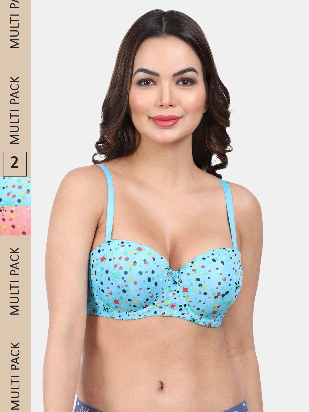 Amour Secret Pack of 2 Polka Dot Medium Coverage Underwired Lightly Padded Bra-picture-35