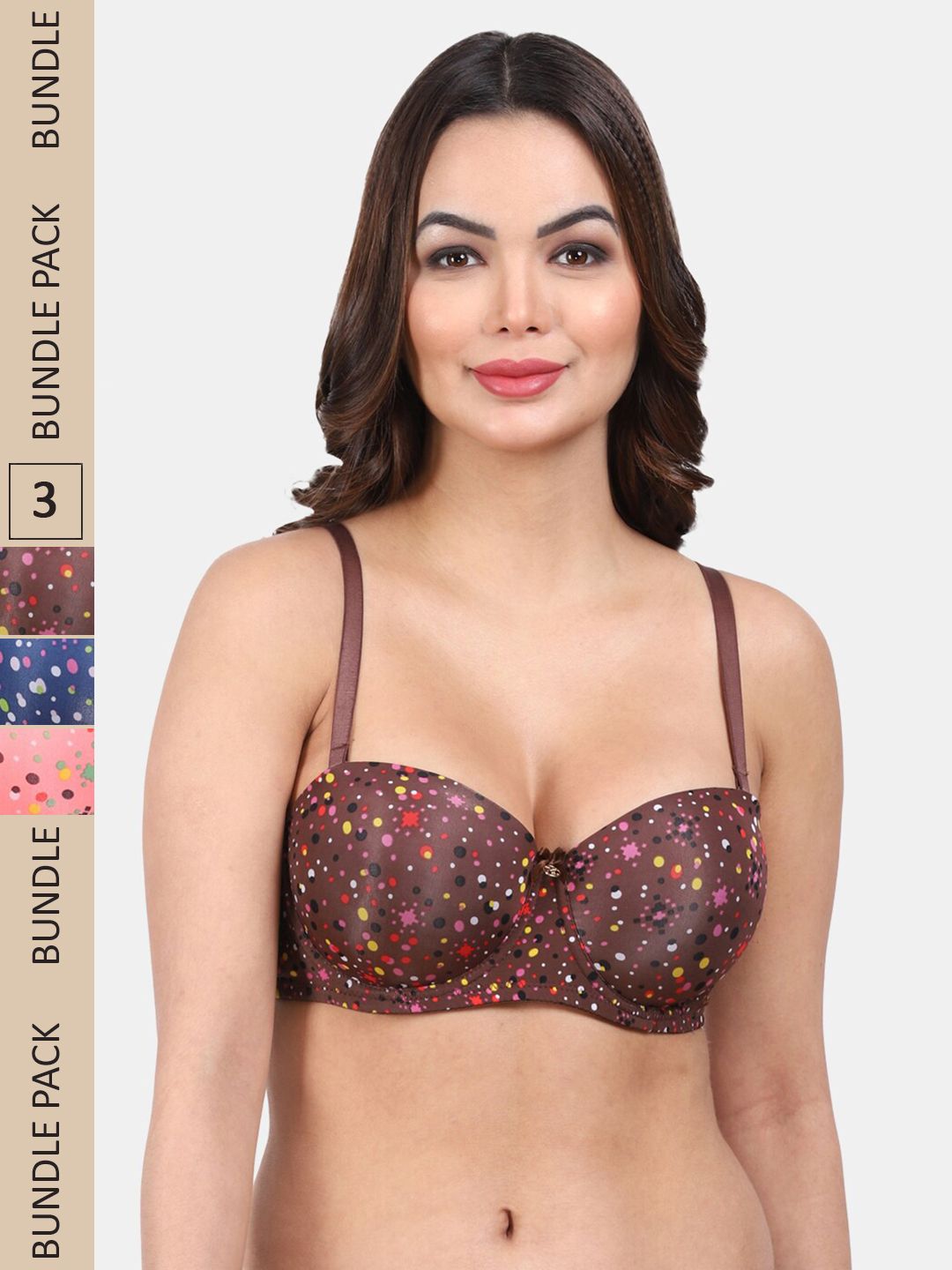 Amour Secret Pack Of 3 Geometric Printed Lightly Padded Underwired All Day Comfort Bra-picture-17